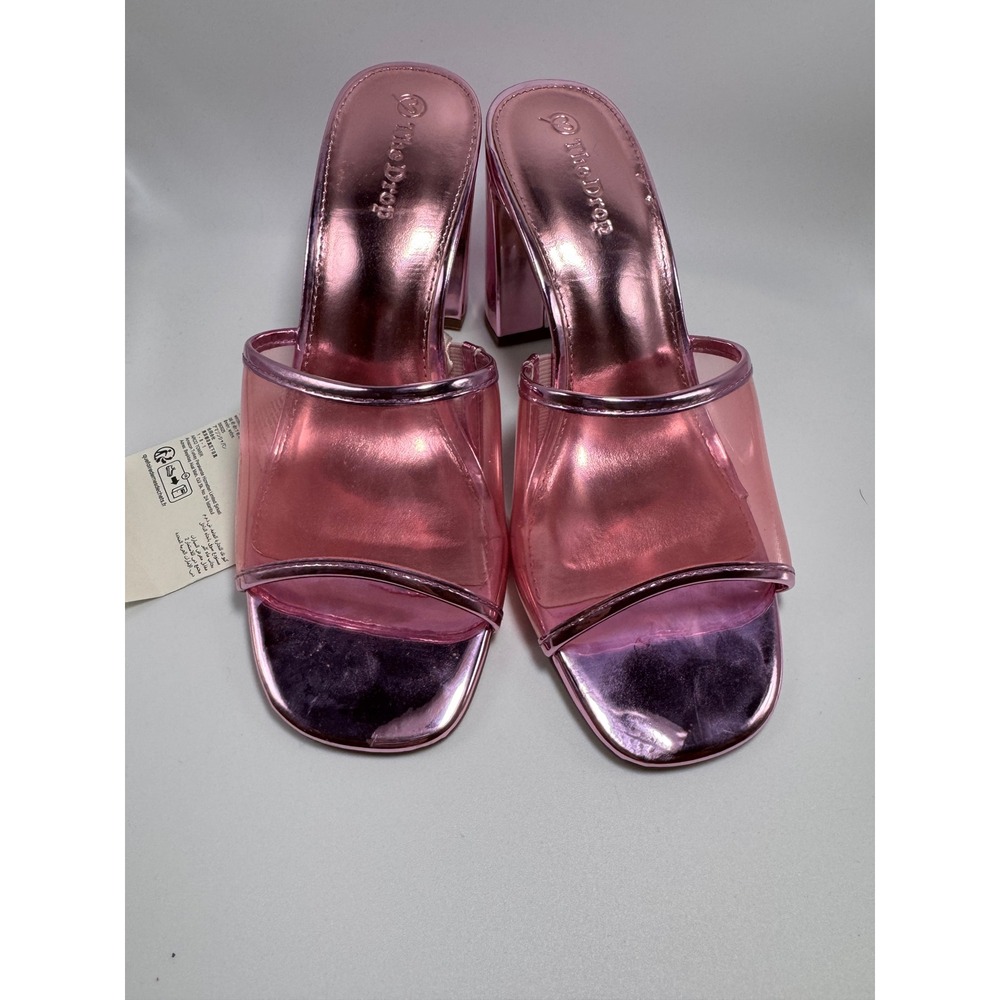 The Drop Avery Metallic Pink Transparent Strap Block Heel Mules Womens 6.5 NWOT - Picture 4 of 7